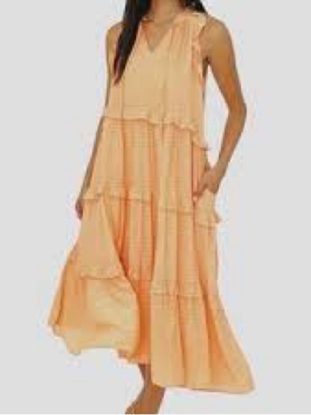 Talulah Sleeveless Tiered Orangy Maxi Dress L